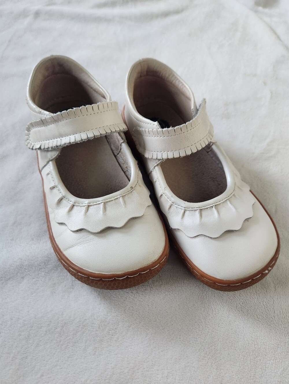 Livie & Luca Girls Ruche White Pearl Mary Jane Shoes
